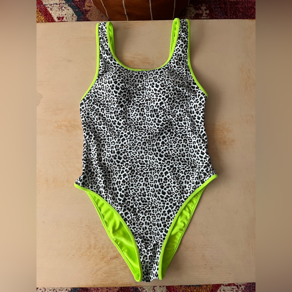 Neon and Leopard One Piece Swimsuit